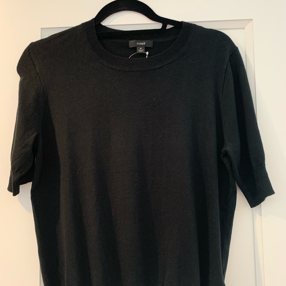 J Crew short sleeve silk blend crew neck sweater